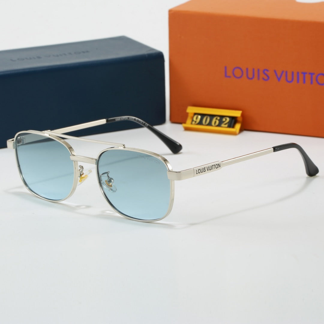 Louis vuitton Metal Double Bridge Square Sunglasses with Monogram Temples 9062 Square