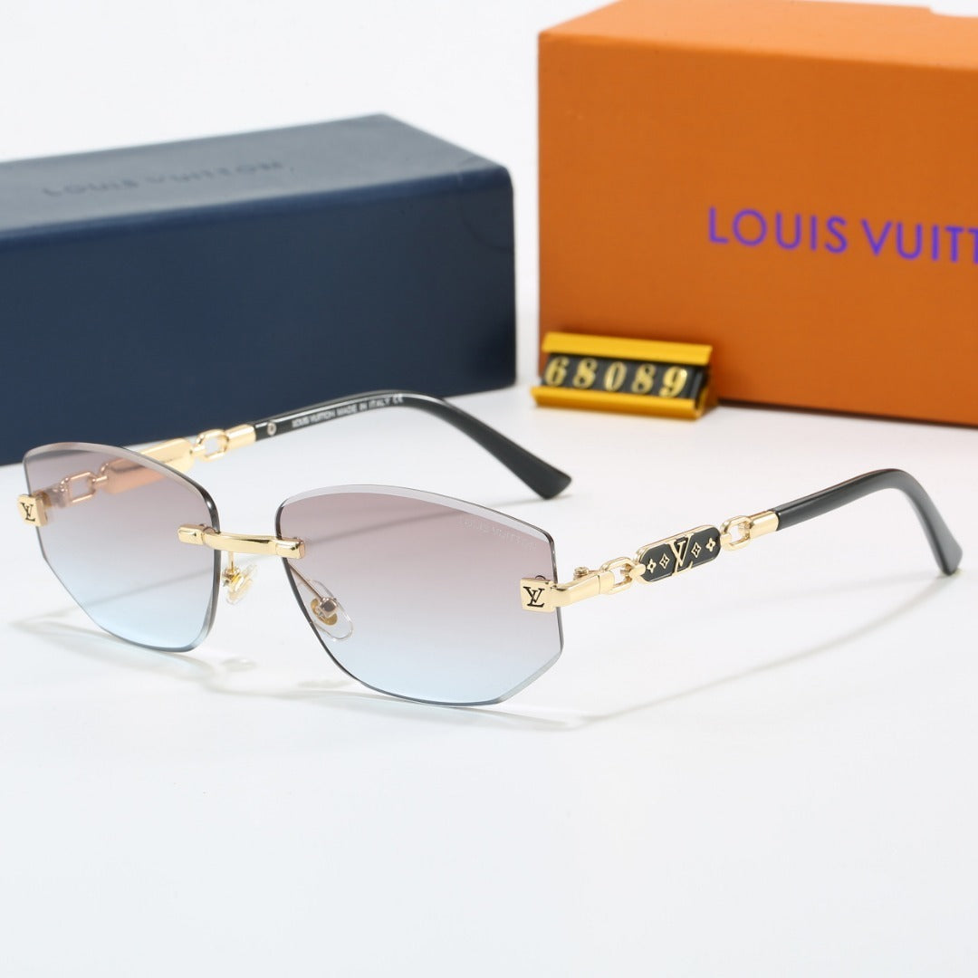 Louis vuitton Rimless Polygon Sunglasses with Monogram Details 68089 Mixed