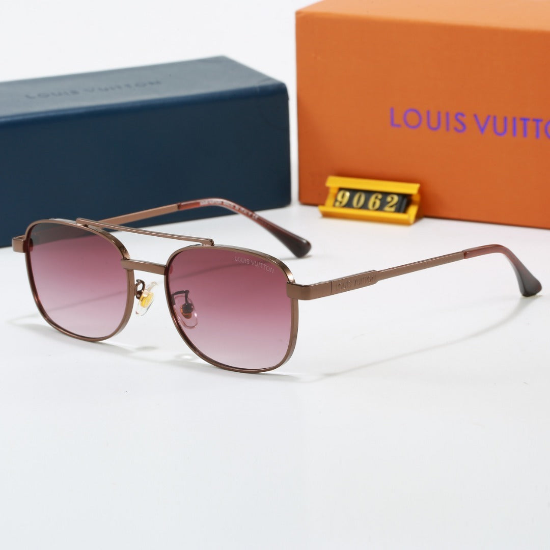Louis vuitton Metal Double Bridge Square Sunglasses with Monogram Temples 9062 Square