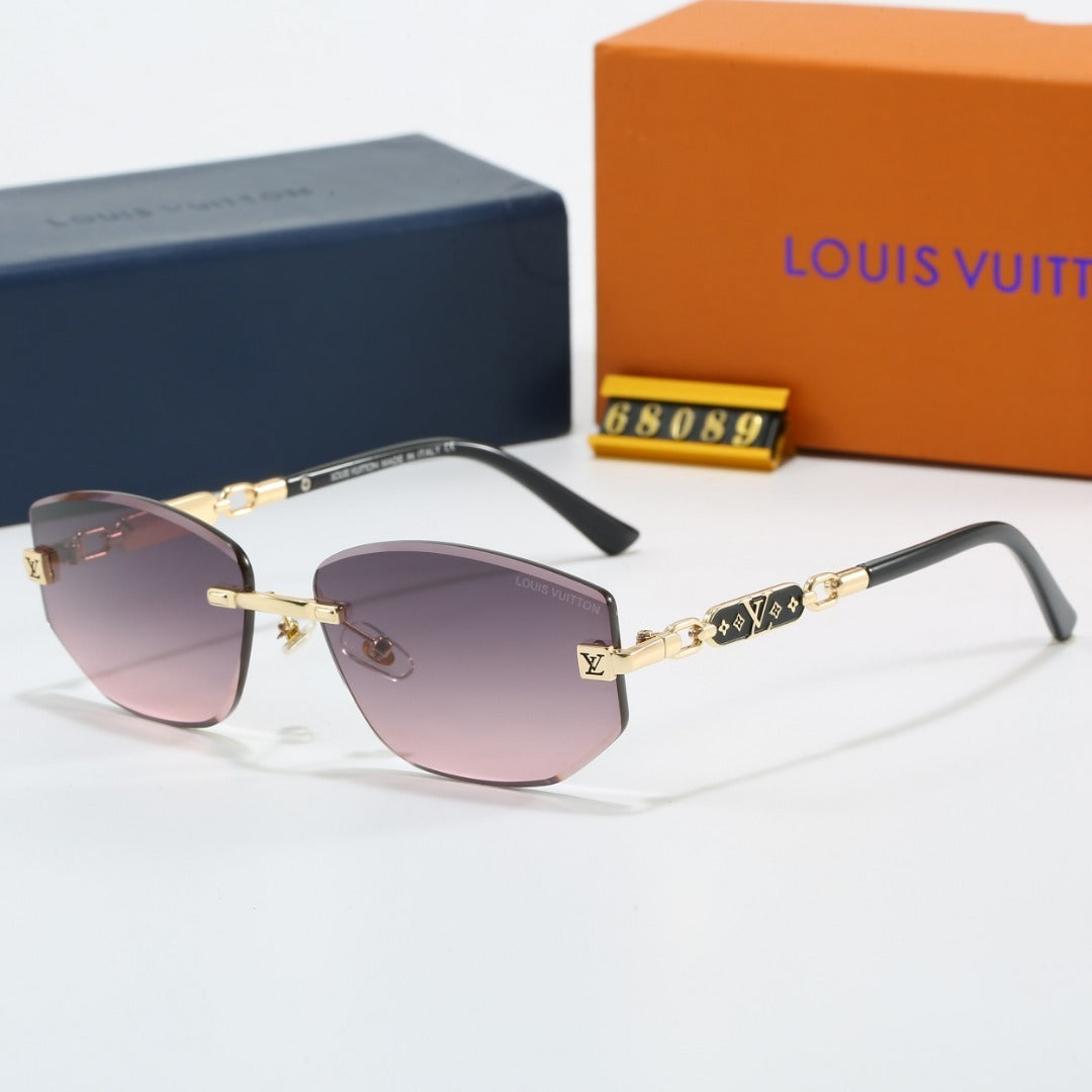 Louis vuitton Rimless Polygon Sunglasses with Monogram Details 68089 Mixed