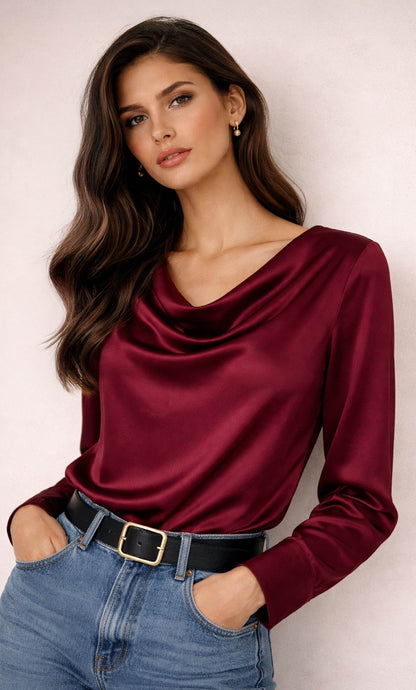 Claudia Silk Cowl Neck Blouse